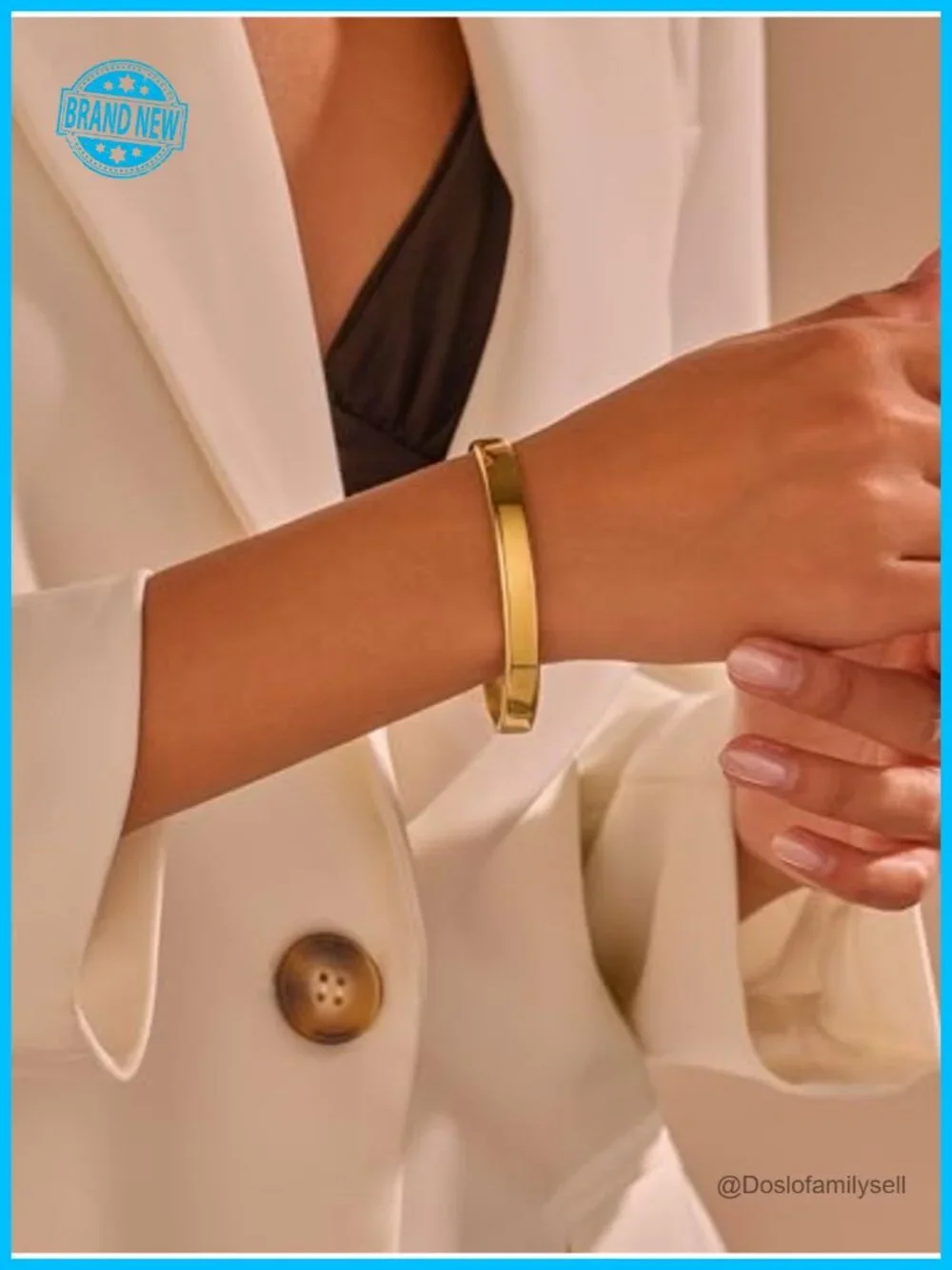 14k Gold Plated Stainless Steel Open Cuff Bangle Bracelet Stackable